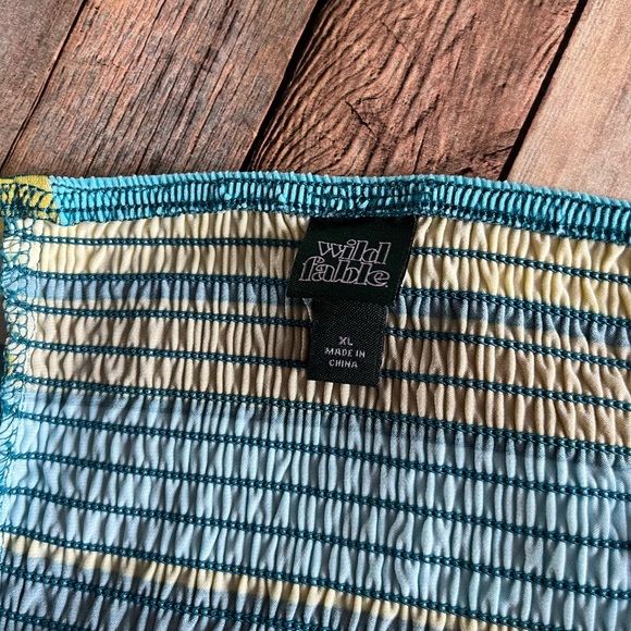 NWT Wild Fable Teal & Yellow Striped Halter A-Line Dress Handkerchief Hem XL - Picture 12 of 14